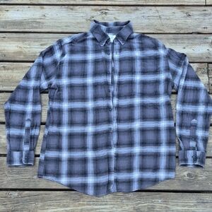Black White And Grey Plaid Button Long Sleeve Shirt